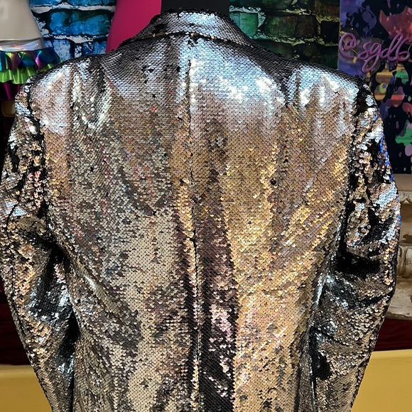 EUC Unisex Silver Sequined Blazer/Coat - Picture 4 of 16